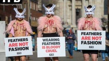 PETA Topless Protest at Use of Feathers in the Fashion Industry on fanspics.net