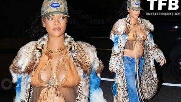 Rihanna Shows Off Her Growing Baby Bump as She Exits Giorgio Baldi on fanspics.net