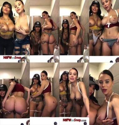 Lana Rhoades with friend public bathroom teasing snapchat premium 2019/01/14 on fanspics.net