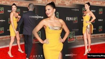 Adriana Lima Showcases Her Model Legs in Yellow and Gold Mini Dress (70 New Photos) on fanspics.net