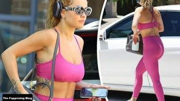 Rita Ora Looks Hot in Pink Activewear in Sydney on fanspics.net