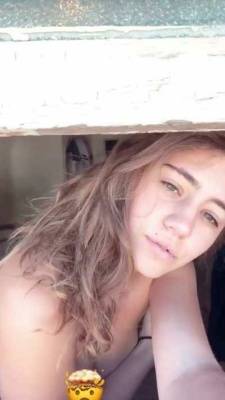 Lia Marie Johnson loving the weather topless on fanspics.net