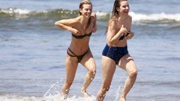 AnnaLynne McCord & Rachel McCord Take a Dip in The Ocean in Los Angeles on fanspics.net