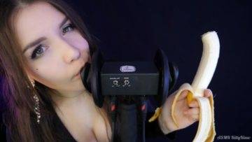 KittyKlaw ASMR Banana 3 Dio Licking Mouth Sounds Video on fanspics.net