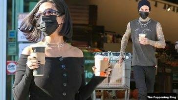 Braless Kourtney Kardashian & Travis Barker Go Grocery Shopping Together at Erewhon Market on fanspics.net