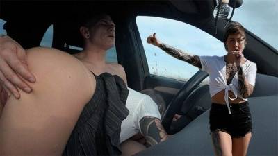 POV: Pantyless TEEN SUCKS COCK for a ride / hitch-hiking without underpants on fanspics.net