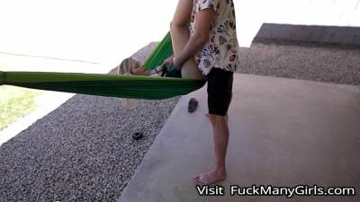 Fucking my horny blonde babe in Hammock on fanspics.net