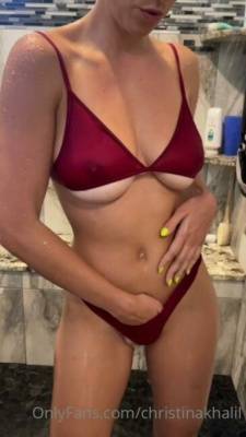 Christina Khalil Shower Bikini Strip Onlyfans Video Leaked on fanspics.net