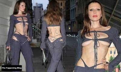 Julia Fox Shows Off Her Ass Crack and Underboob in NYC on fanspics.net