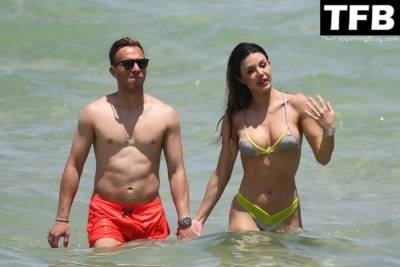 Arthur Melo Hits the Beach with His Girlfriend in Miami on fanspics.net