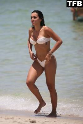 Bruna Biancardi Looks Hot in a White Bikini on the Beach in Miami on fanspics.net