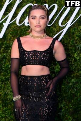 Braless Florence Pugh Looks Hot at The House of Tiffany & Co Vision and Virtuosity Exhibition in London on fanspics.net