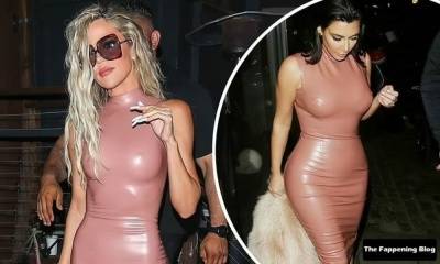 Khloe Kardashian Shows Off Her Toned Up Body in a Pink Dress During Family Dinner in WeHo on fanspics.net