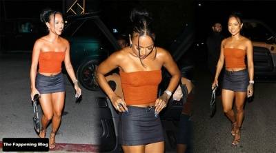 Braless Karrueche Tran Attends the Opening of Catch Steak LA on fanspics.net