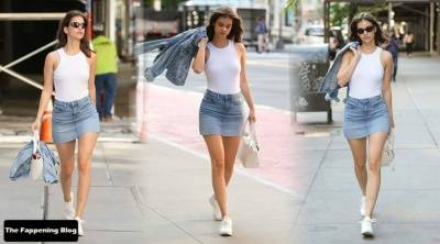 Leggy Barbara Palvin Looks Sexy in a White Top on a Walk in NYC on fanspics.net