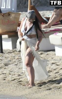 Alysha Behague Flaunts Her Curves on the Beaches of Mykonos Island on fanspics.net