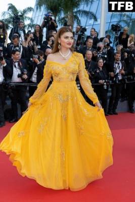 Blanca Blanco Looks Hot in a See-Through Yellow Dress at the 75th Annual Cannes Film Festival on fanspics.net