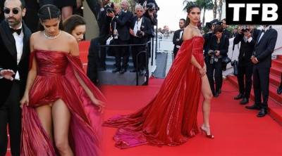Sara Sampaio Displays Her Sexy Legs & Underwear at the 75th Annual Cannes Film Festival on fanspics.net
