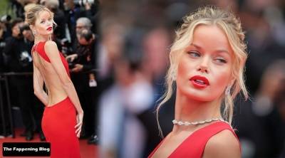 Frida Aasen Looks Stunning in a Red Dress at the 75th Annual Cannes Film Festival on fanspics.net