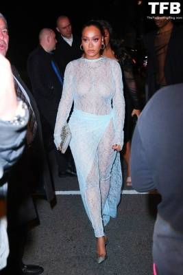 La La Anthony Steps Out in a Lace See-Through Dress for a Met Gala After-Party on fanspics.net