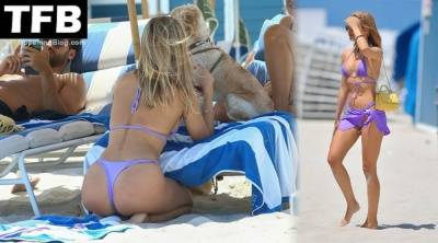 Kimberley Garner Has a Family Day on the Beach in Miami on fanspics.net