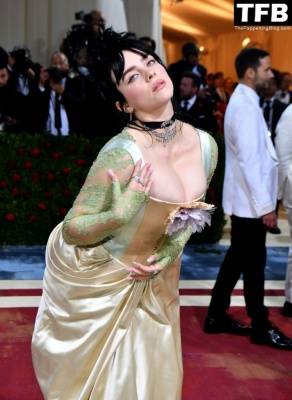 Billie Eilish Showcases Nice Cleavage at The 2022 Met Gala in NYC on fanspics.net