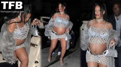 Rihanna Flashes Her Areolas as She Celebrates Her First Mother 19s Day with ASAP Rocky at Giorgio Baldi on fanspics.net