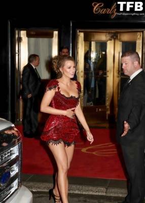 Leggy Blake Lively Exits a MET Gala After-Party in NYC on fanspics.net