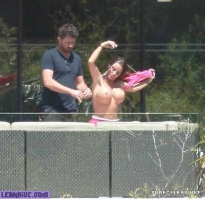  Busty Celebrity Katie Price Caught By Paparazzi Topless on fanspics.net