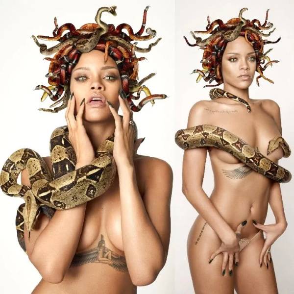 Rihanna Snake Photoshoot Nude Photos  on fanspics.net
