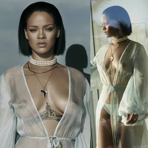 Rihanna Sexy Bikini Robe Nipple Slip Photos  on fanspics.net