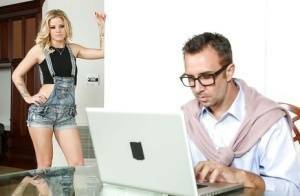 Cute blonde teen Jessa Rhodes is forced to suck dick by older man on fanspics.net