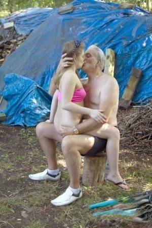 Young slut is spanked by her daddy before they fuck in the woods on fanspics.net