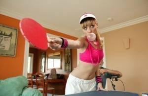 Young blonde Nicole Ray fucks a really old guy after losing ping pong game on fanspics.net