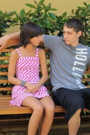 Clothed teen girl Mishka gives her stepbrother a kiss before sucking his cock on fanspics.net