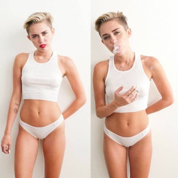 Miley Cyrus See-Through Panties BTS Photoshoot  - Usa on fanspics.net