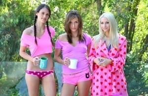 Real life lesbians have a threesome after downing their morning coffee on fanspics.net