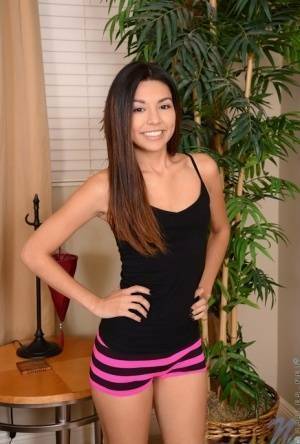 Sweet Latina teen Serena Torres pleases her bald snatch with a vibrator on fanspics.net