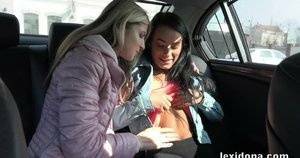 Lexi Dona and her lesbian lover have sex in the backseat of a car on fanspics.net