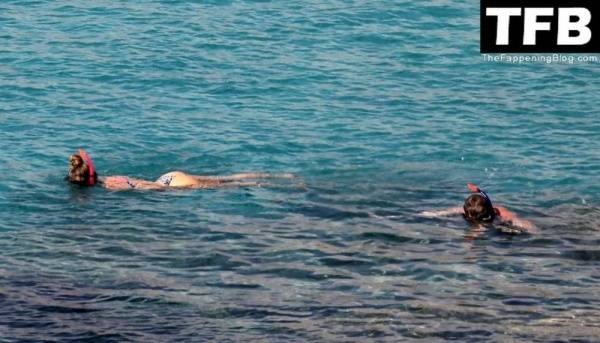 Nina Agdal & Logan Paul Enjoy a Day Snorkeling at the Beach in Mykonos on fanspics.net