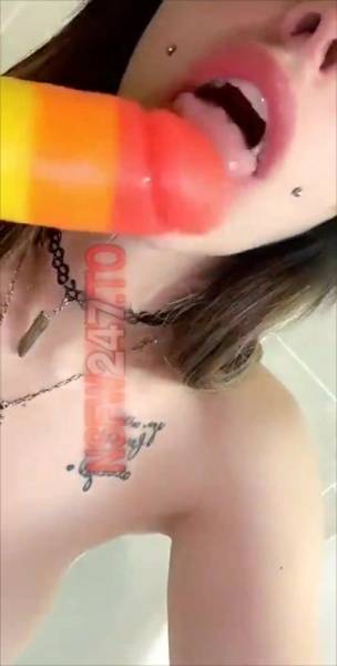 Princess Pineapple rainbow dildo blowjob & riding snapchat premium xxx porn videos on fanspics.net