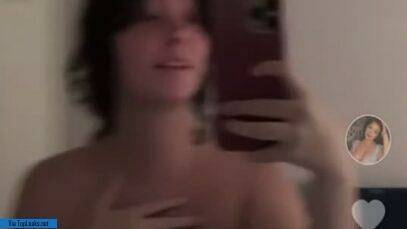 Unadorned fat girl NSFW TikTok takes selfies topless with pierced nipples on fanspics.net
