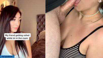 Sexy babe is waiting for her boyfriend to fuck her, while he gave TikTok dick sucking to his girlfriend on fanspics.net