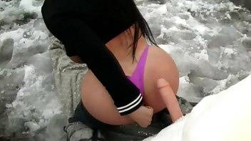 Korina Kova Snowman Outdoors Public Dildo Doggy Fucking Porn on fanspics.net