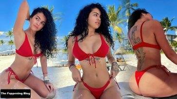 Malu Trevejo Looks Hot in a Red Bikini on fanspics.net